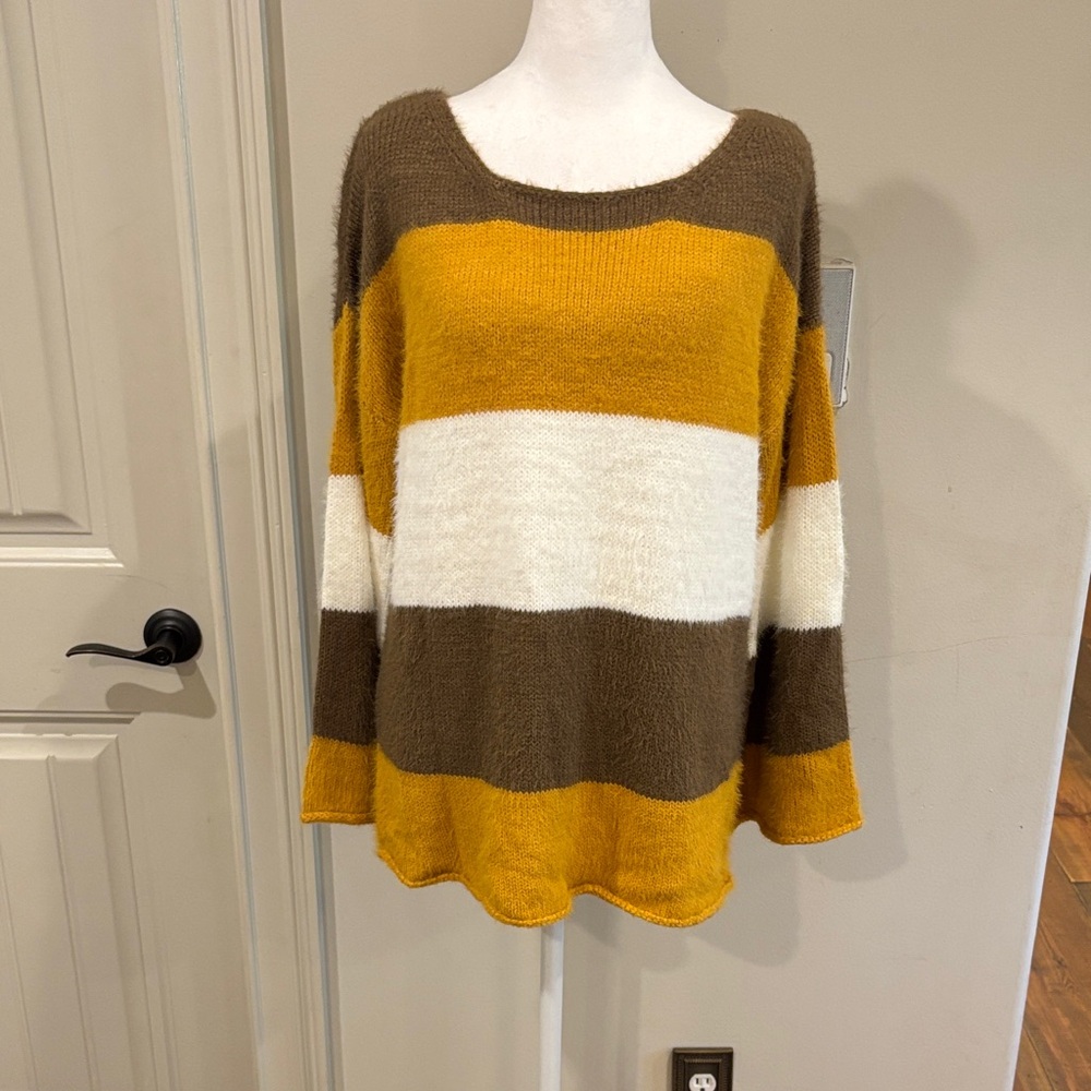 Striped Brown and Yellow Women's Sweater